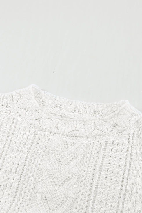 Crochet Lace Pointelle Knit Sweater